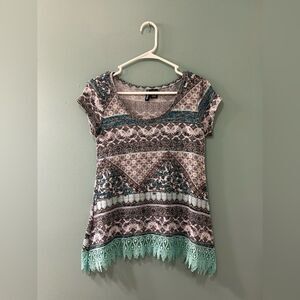 NWOT … NO COMMENT “Size: S” Lace Trimmed Top